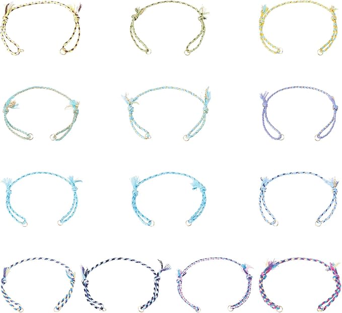 36Pcs Adjustable Braided Cord Bracelets 10-1/4 Inch Colorful Polycotton Adjustable Bracelets,Thread Half Finished Bracelet,Bracelet String with Clasp for Wrist DIY Women Jewelry Making