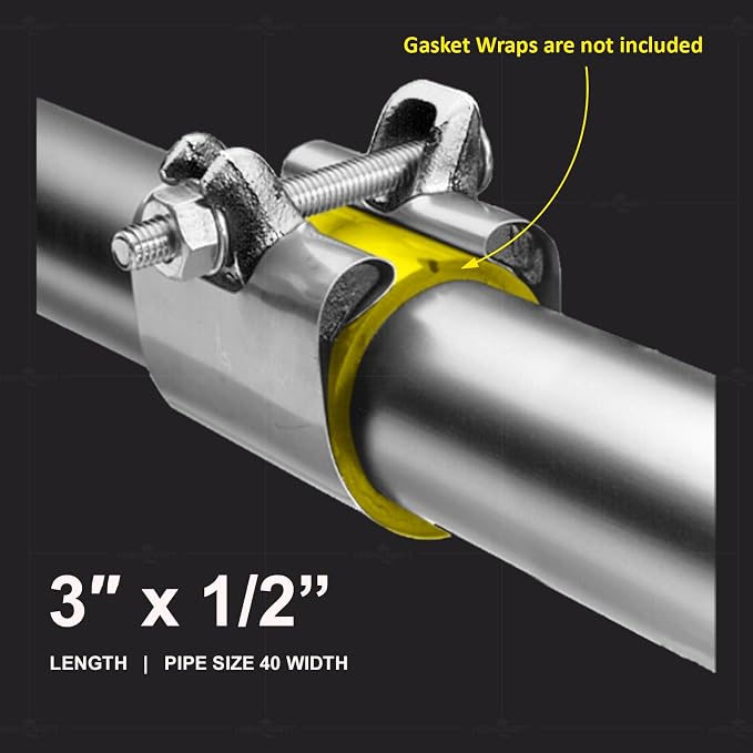 Highcraft Pipe Repair Clamp 1/2, IPS Single Bolt, 3” Long, Stainless Steel - Image 3