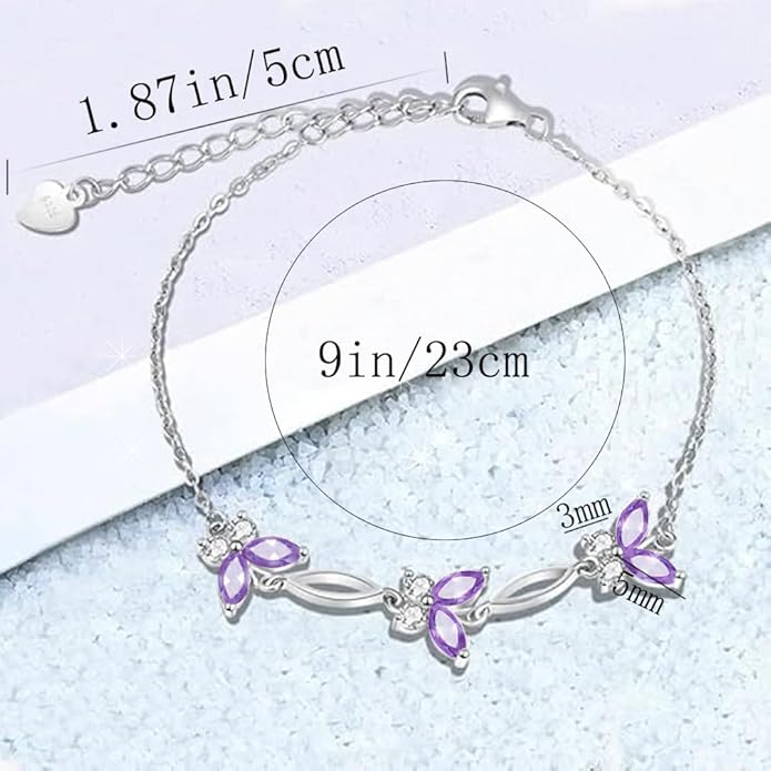 Sterling Silver Butterfly Ankle Bracelet, Endless Love Symbol Anklet, Classic Design Women's Jewelry, Christmas Holiday Birthday Gifts
