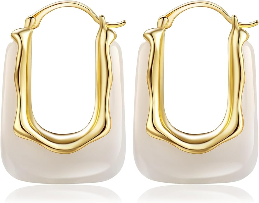 Acrylic Hoop Earrings Chunky Huggie Statement Vintage Earrings Cute Resin Drop Earring Trendy Jewelry Gifts for Women