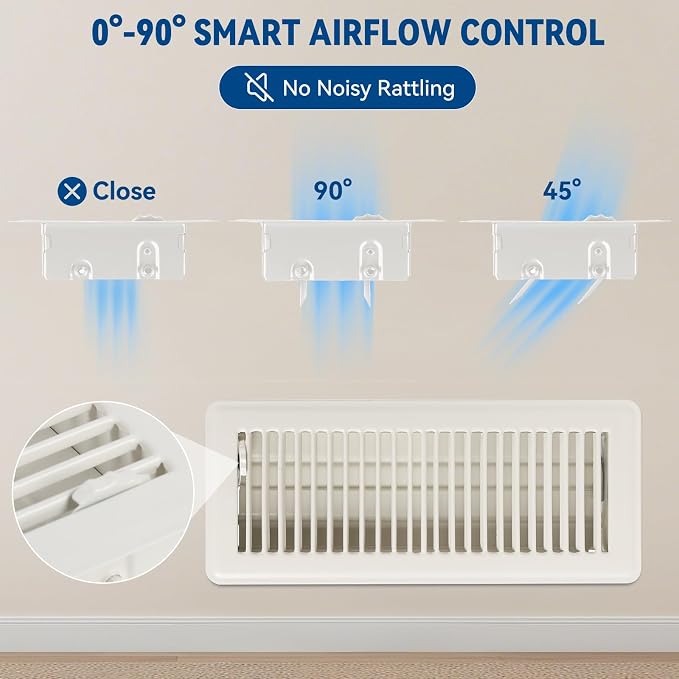 4" x 10" Floor Register Vent Covers 4-Pack, Cream White - Image 5