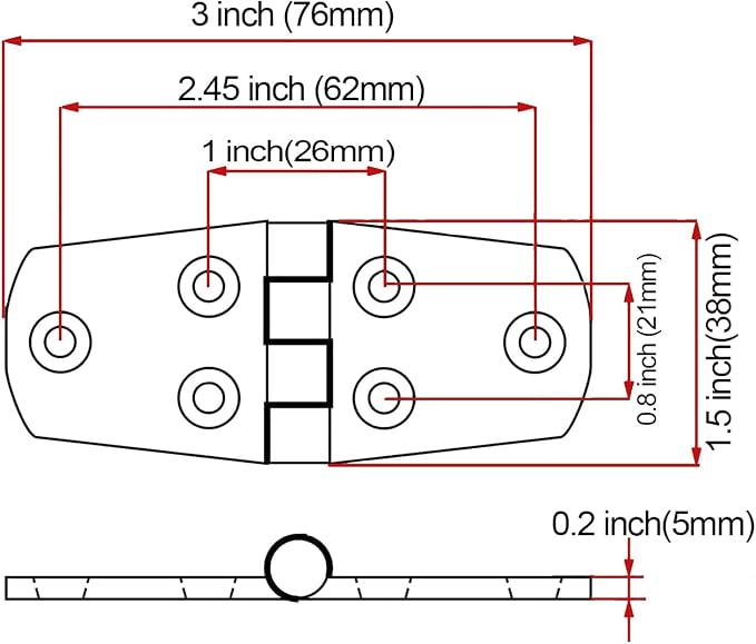 316 Stainless Steel Hinges Marine Grade 3" x 1.5" Heavy Duty Boat Hatch Hinge - Image 3