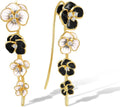 Santuzza 925 Sterling Silver Enamel Flower Ear Cuffs Climber Earrings for Women
