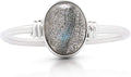 Oval Labradorite 925 Sterling Silver Ring - Delicate BOHO Chic Jewelry - Fashionable and Stylish for Women with Velvet Gift Bag/Box - Made by Indian Artisans - Size 4-9