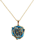 AliveRose Real Rose Gold Dipped Necklace Gifts for Women, 24K Gold Dipped Rose Pendant Necklace Jewelry Mothers Day Anniversaries Birthday Christmas Special Occasions Gifts for Her Mom Wife