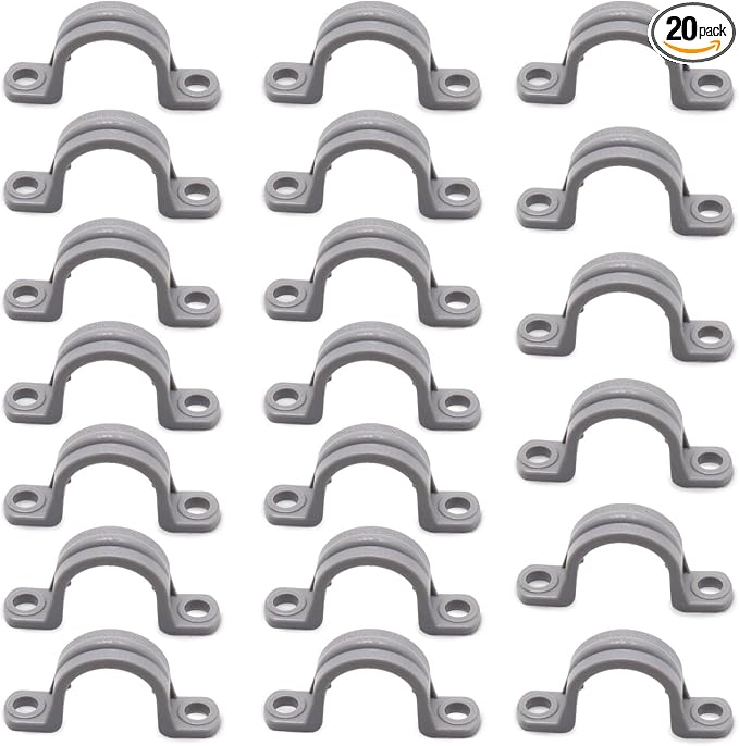 1/2 Inch PVC Pipe Strap, 2-Holes Conduit Pipe Clamps Plastic Pipe Supports by BENLIUDH