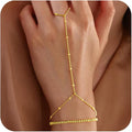 Yoosteel Hand Chain Bracelet for Women - Valentines Gifts Dainty 14K-Gold-Plated Finger Ring Hand Chains Layered Trendy Link Bracelets Jewelry Gift for Women