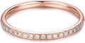 14K Gold 2mm Wedding Band Ring Womens Band Ring 2mm Stacking Ring 14K Gold Moissanite Half Eternity Ring for Women
