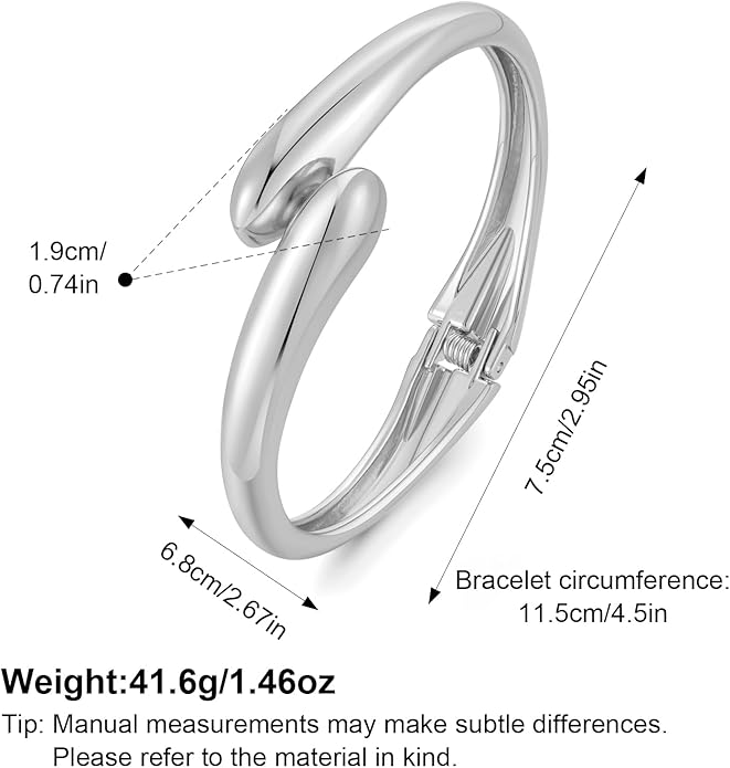 MUYAN Polished Chunky Hinged Bangle Bracelet for Women Trendy Twisted Statement Cuff Bracelet Fashion Jewelry