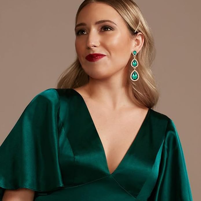 Vintage Rhinestone Teardrop Dangle Earrings Long Dangling Drop Earrings Crystal Chandelier Earrings for Women Wedding Bridal Prom