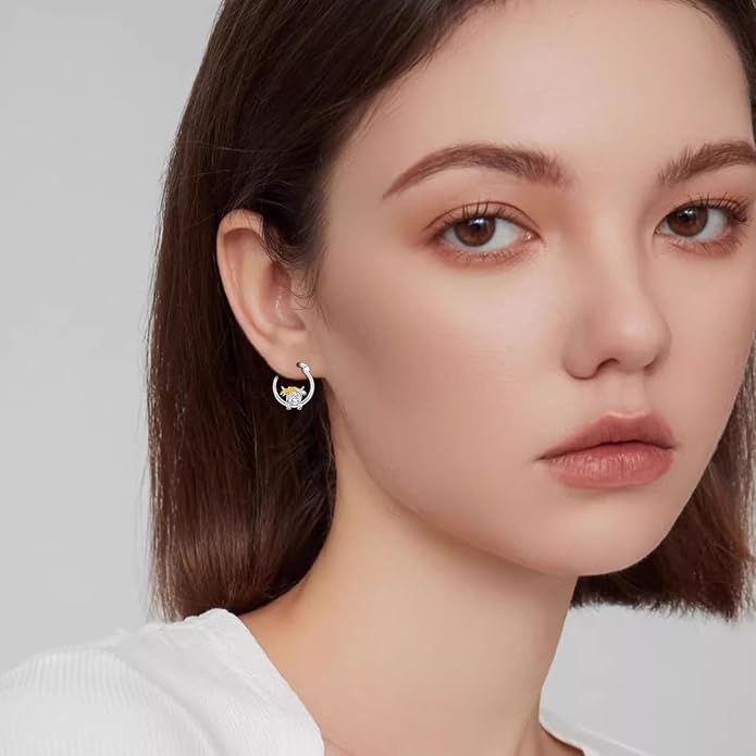 JUSTKIDSTOY Hypoallergenic Panda/Unicorn/Hummingbird/Dolphin Hoop Earrings for Women 925 Sterling Silver Animal Huggie Hoop Earrings Jewelry Gifts for Sensitive Ears
