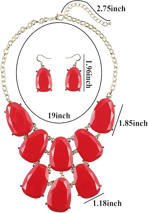 Firstmeet Chunky Bubble Statement Collar Necklace with Earrings for Women