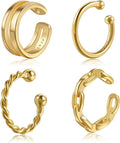 CHIC & ARTSY 925 Sterling Silver Ear Cuffs for Women, Non Piercing Clip On Cartilage Cuffs, Adjustable Fake Conch & Helix Earrings, Gold Plated & Oxidized Various Styles
