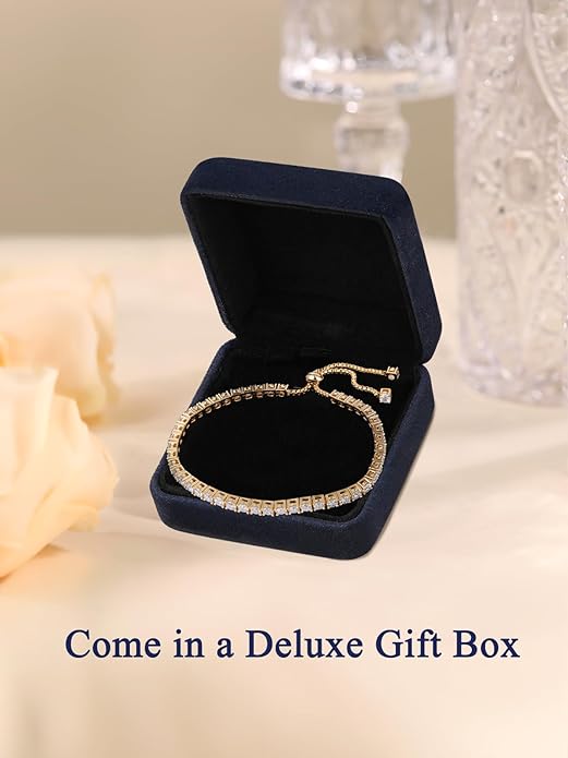 2mm/3mm Moissanite Adjustable Tennis Bracelet for Women, Authentic Solid 925 Sterling Silver, 5.5-7.5inch (14-19cm) with 2cm Extender Chain, Birthday Valentines Wedding Anniversary Ideal Gift for Her