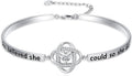 Valentines Day Gifts for Her, 18k White Gold Plated Love Knot Bracelets, Engraved Inspirational and Sentiment Bangle, Anniversary Birthday Jewelry Gift for Lover Wife Girlfriend Sister Friends