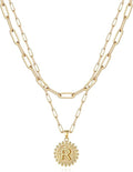 Yoosteel Valentines Gifts for Women Her - Gold Layered Initial Necklaces for Women 14K Gold Plated Dainty Layering Paperclip Link Chain Necklace Coin Initial Necklace Birthday Gifts for Teen Girls