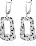 Rose Gold Hoop Earrings for Women, 925 Silver-Plated Thickened Hypoallergenic Earrings, CZ Black Gemstone-Inlaid Earrings - Women's Fashion Jewelry