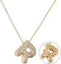 RWQIAN Letter Necklace for Women Bubble, Chunky Initial Alphabet A-Z Pendant Puffy Name Personalized Necklace Dainty Zircon CZ Fashion Jewelry Gifts for Girls Girlfriend