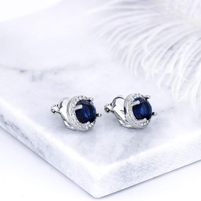 YOQUCOL 8MM Cubic Zirconia Crystal Clip On Stud Earrings Round Non Pierced Earrings for Women