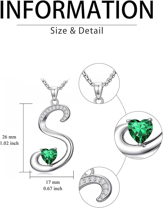 Valentines Day Gifts for Women Alphabet A to Z Initial Birthstone Pendant Necklaces for Women - 18k White Gold Plated Personalized Name Jewelry Valentine Mothers Day Birthday Gifts for Women Her Girlfriend