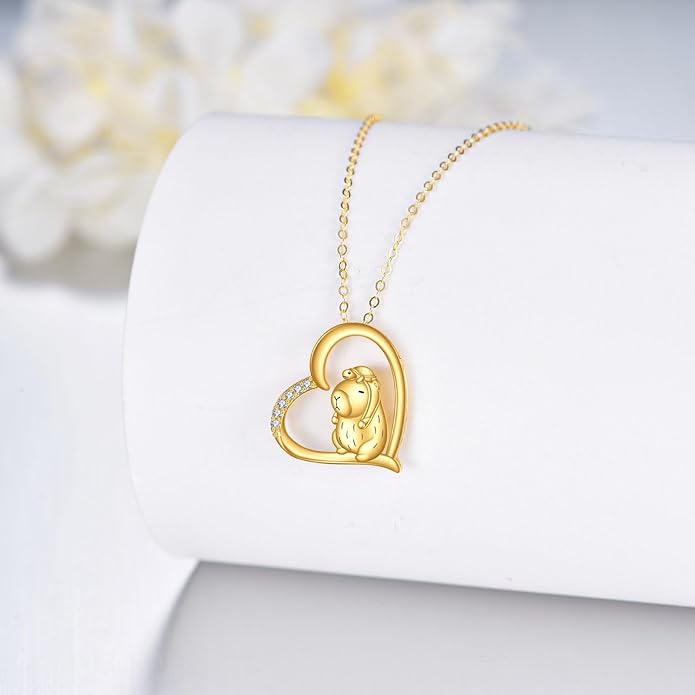 KECHO 14K Gold Animal Pendant Necklace - Dainty Zodiac & Pet Inspired Charm Necklace for Women - 16+1+1"