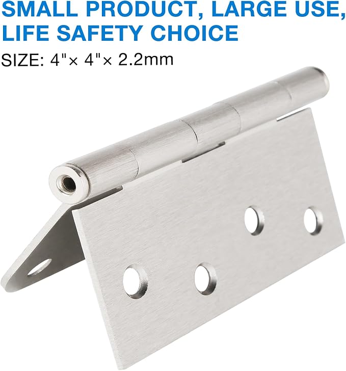 12 Pack Brushed Nickel Door Hinges 4" Square Rounded & 5/8" Radius Corners | 4 - Image 6