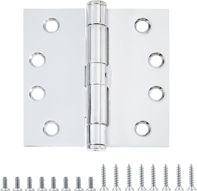 TDCHINGES Heavy Duty Door Hinges 4.5 Inch x 4 1/2" Polished Chrome Square | by TDCHINGES