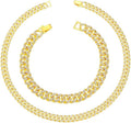 HH BLING EMPIRE 14k Gold/Silver Cuban Link Chain for Women Iced Out Diamond Chunky Cuban Link Necklace Chain Bracelet 2pcs Sets