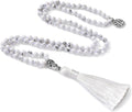 INBLUE 108 Mala Prayer Beads Wrap Necklace with Long Tassel Boho Necklace for Women Amazonite Bead Bracelet with Spiritual Tree of Life Pendant 108 Beads Necklace for Meditation