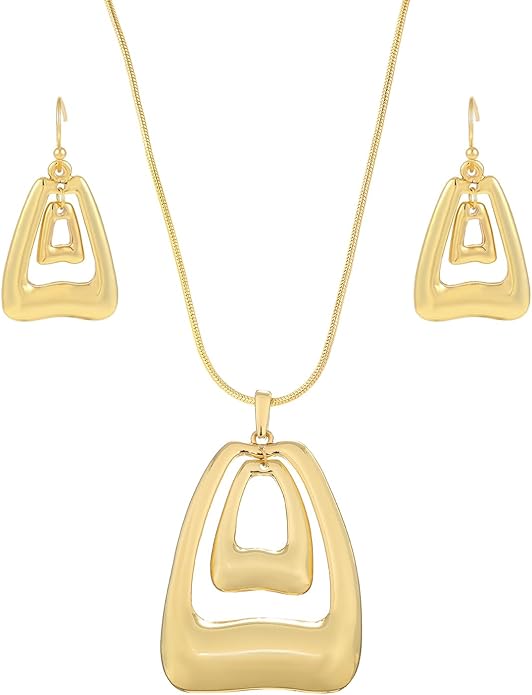 Madison Tyler Gold Plated Jewelry Set for Women | Silver Teardrop Pendant Necklace Trendy | Long Necklace with Snake Chain | Fashion Dangle Earring Set