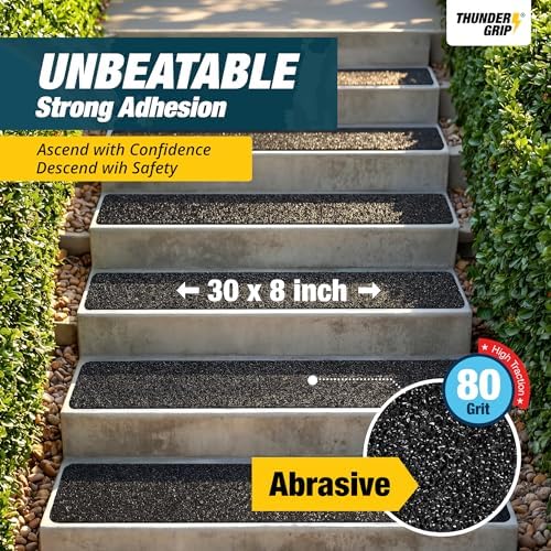 Outdoor Stair Treads Non-Slip 30" x 8" 15-Pack Waterproof 80-Grit Grip Tape - Image 3