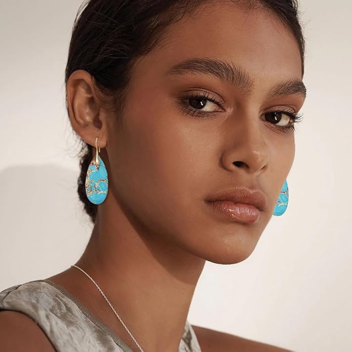 Natural Stone Earrings Waterdrop Stone Dangle Earrings for Women