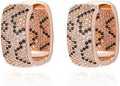 Rose Gold Hoop Earrings for Women, 925 Silver-Plated Thickened Hypoallergenic Earrings, CZ Black Gemstone-Inlaid Earrings - Women's Fashion Jewelry