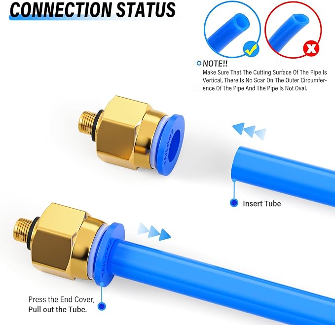 TAILONZ PNEUMATIC Blue Straight 6mm Tube OD x M5 Thread Push to Connect Fitting - Image 6