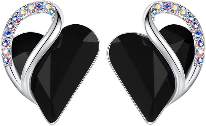 Leafael Infinity love Heart Birthstone Stud Earrings for Women, Valentine's Day Gifts for Mom, Wife, and Her, Silver Plated Birthday Jewelry