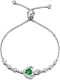 AGVANA Valentines Day Gifts Rosy Reverie Birthstone Bracelet for Women Sterling Silver Genuine or Created Gemstone Tennis Bracelet Rose Heart Jewelry Anniversary Birthday Gifts for Women Mom Wife Her