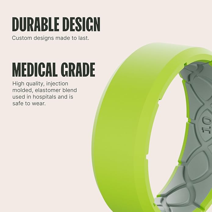 Groove Life Edge Silicone Ring - Breathable Rubber Wedding Rings for Men, Unique Design, Comfort Fit Ring