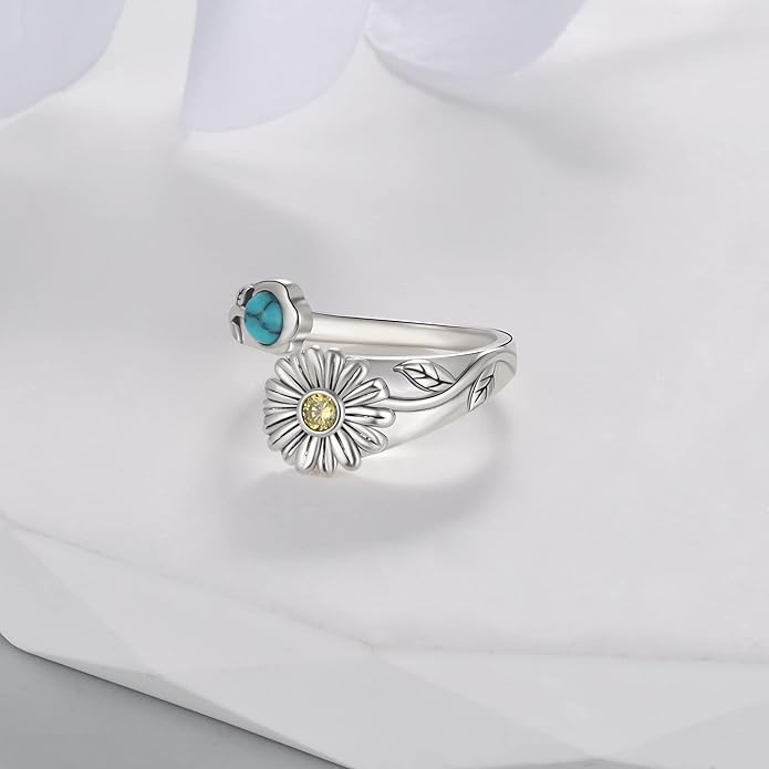 Spoon Rings for Women 925 Sterling Silver Sunflower Adjustable Thumb Spoon Rings Celtic Knot Promise Engagement Statement Boho Vintage Finger Open Antique Rings Jewelry
