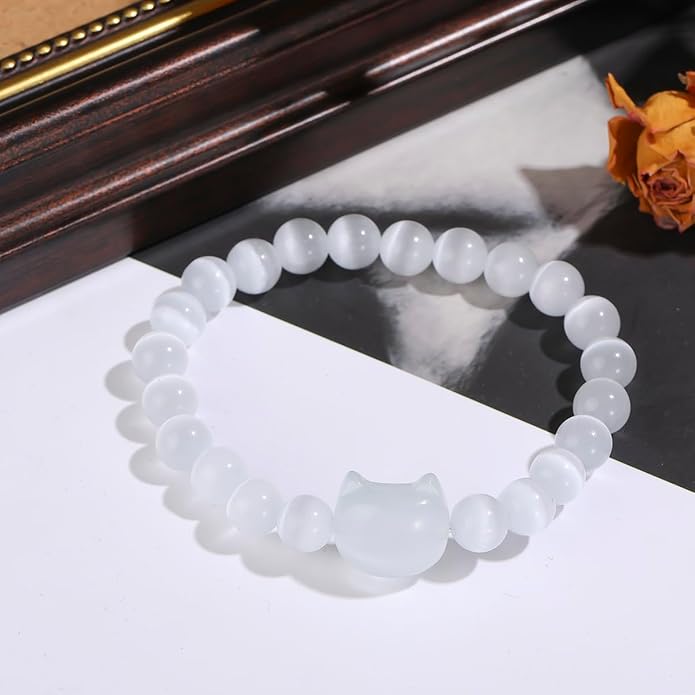 Money Attraction Cat Bracelet - Black Obsidian Women Bracelets -Wealth Prosperity Abundance Stone Bead Bracelet, Entrepreneur Business Luck Beaded Bracelets,Spiritual Mood Energy Cute Protection Stretch Bracelet,Health Good Luck Feng Shui Bracelets For...