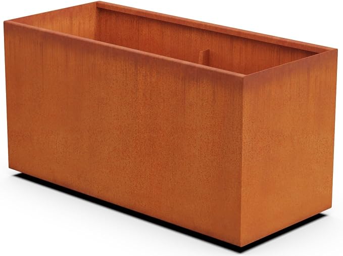 Corten Steel Planter Rectangle Outdoor Metal Garden Box Heavy Duty | Made in by Plantercraft