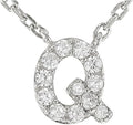 JTV Sterling Silver Initial Necklace for Women, 0.13 CTW White Cubic Zirconia Letter Pendant, Rhodium-Plated, Personalized Monogram Jewelry, Gift Box Included, 18”