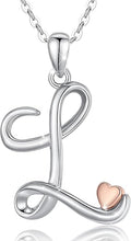 CELESTIA 925 Sterling Silver Initial Necklaces 26 Letter with Rose Gold Heart - 18 Inch Chain