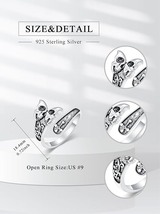 Vintage Adjustable Thumb Rings 925 Sterling Silver Sunflower/Red Cardinal/Butterfly/Turtle/Skull Ring Jewelrry for Women Men