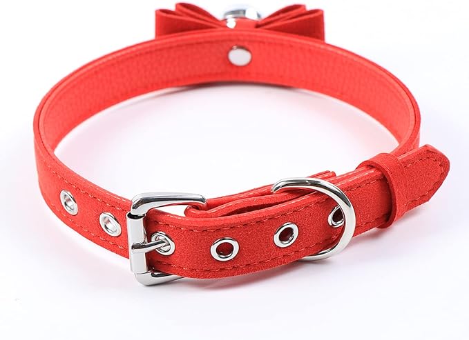 Destiny Love Bell Padlock Choker Collar Necklace Lolita Bow Collar Cat Kitty Velvet Necklace with Heart Lock and Key with Box for Women and Men