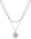 Yoosteel Valentines Gifts for Women Her - Gold Layered Initial Necklaces for Women 14K Gold Plated Dainty Layering Paperclip Link Chain Necklace Coin Initial Necklace Birthday Gifts for Teen Girls