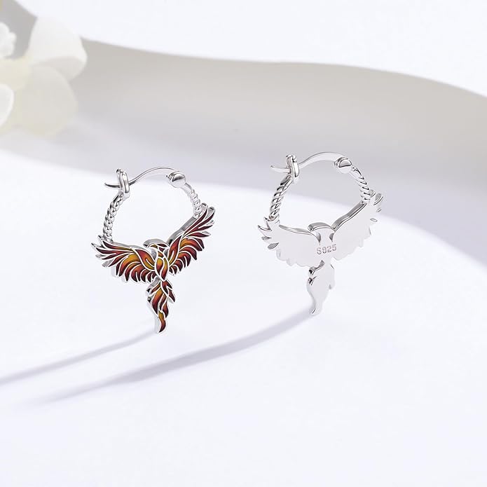 JUSTKIDSTOY Hypoallergenic Panda/Unicorn/Hummingbird/Dolphin Hoop Earrings for Women 925 Sterling Silver Animal Huggie Hoop Earrings Jewelry Gifts for Sensitive Ears