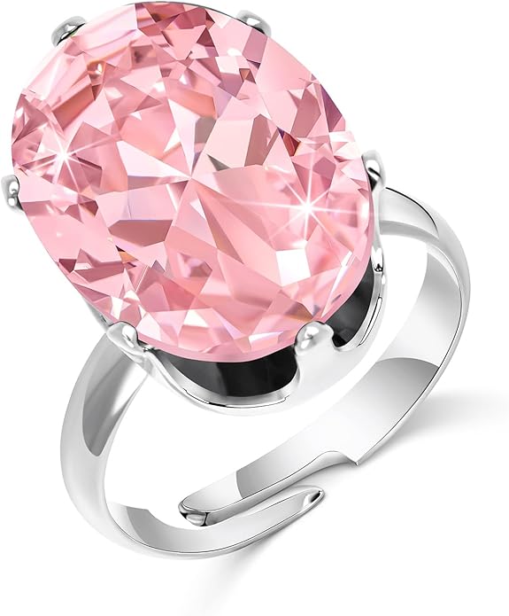 Linawe Cubic Zirconia Imitation Diamond Moissanite Rings for Women, 14K Gold/Rose Gold/Silver Adjustable Chunky Ring, Costume Rhinestone Jewelry for Wedding Engagement