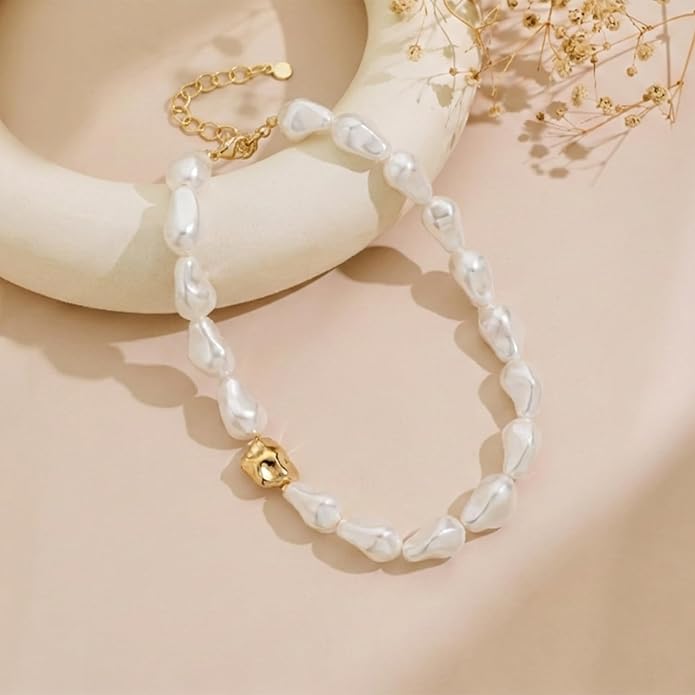 LILIE&WHITE Imitation Baroque Pearl Necklaces For Women Chunky Necklaces Choker Necklace Mermaid Necklace Beach Necklace Fashion Jewelry Gift