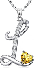 Valentines Day Gifts for Women Alphabet A to Z Initial Birthstone Pendant Necklaces for Women - 18k White Gold Plated Personalized Name Jewelry Valentine Mothers Day Birthday Gifts for Women Her Girlfriend