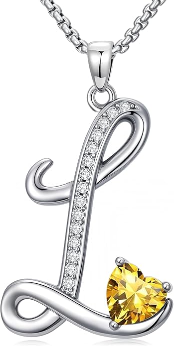 Valentines Day Gifts for Women Alphabet A to Z Initial Birthstone Pendant Necklaces for Women - 18k White Gold Plated Personalized Name Jewelry Valentine Mothers Day Birthday Gifts for Women Her Girlfriend